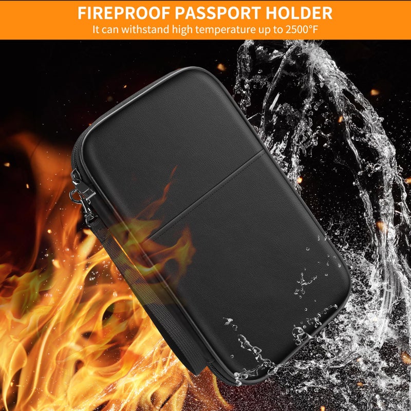 JUNDUN Family Passport Holder,Upgraded Material Fireproof Travel Passport Wallet with 2 Pockets,Travel Document Organizer Case for Passport,Card and Money - Image 2
