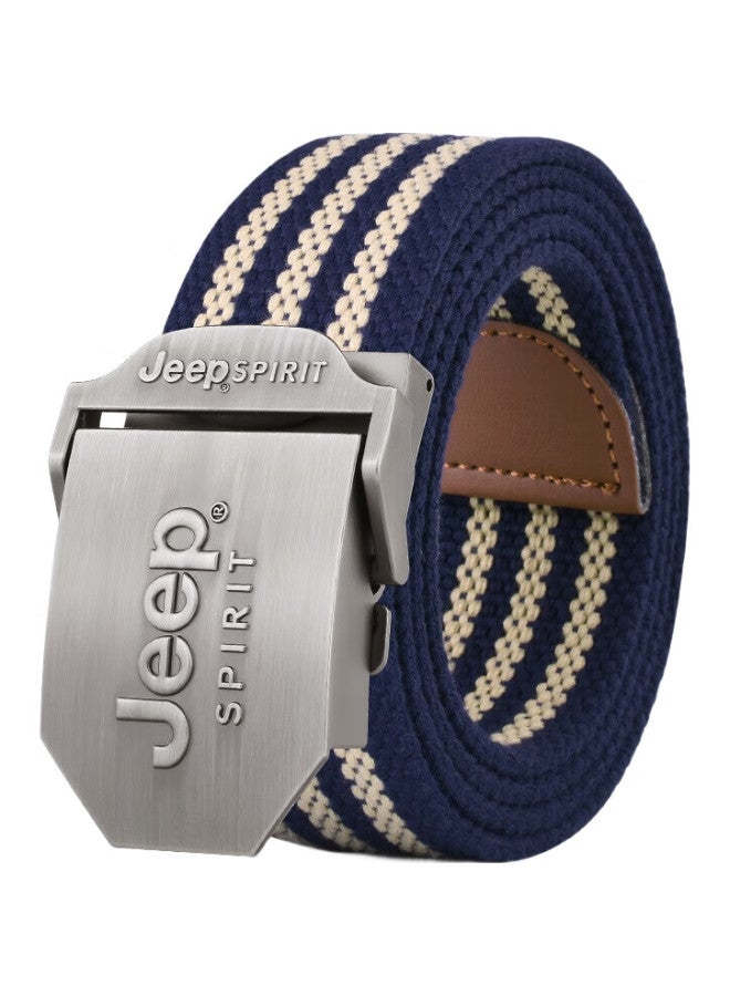 JEEP SPIRIT حزام قماش للرجال من جيب سبيريت مع مشبك أوتوماتيكي، حزام بسيط بدون أسنان بألوان متباينة مقاوم للاستخدام، حزام تدريب عسكري - Image 2