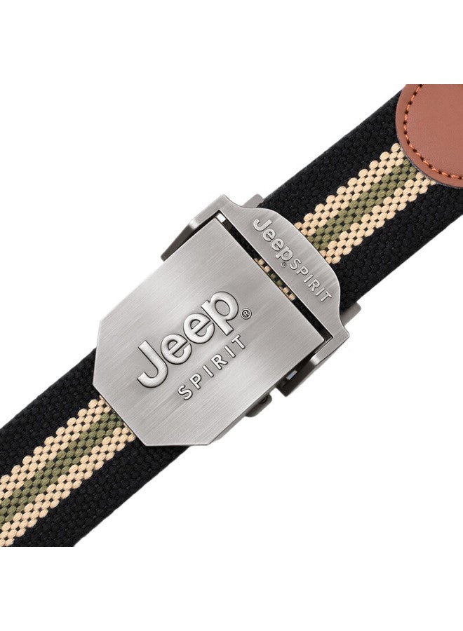 JEEP SPIRIT حزام قماش للرجال من جيب سبيريت مع مشبك أوتوماتيكي، حزام بسيط بدون أسنان بألوان متباينة مقاوم للاستخدام، حزام تدريب عسكري - Image 3