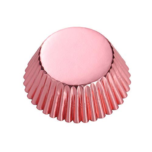 Lucky Star Rose Gold Foil Metallic Paper Muffin Cupcake Liners case Baking Cups 100 pcs,Standard Size 2x1.25 inch - Image 1