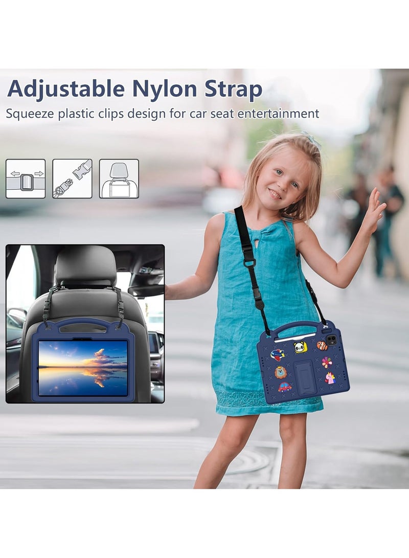 Kids Case for iPad Pro 11 Inch M4 (2024, 5th Gen), iPad Pro 11 Case with Pencil Holder, Supports Pencil Pro and Pencil (USB-C), Handle Stand  Shoulder Strap, Navy Blue - Image 5
