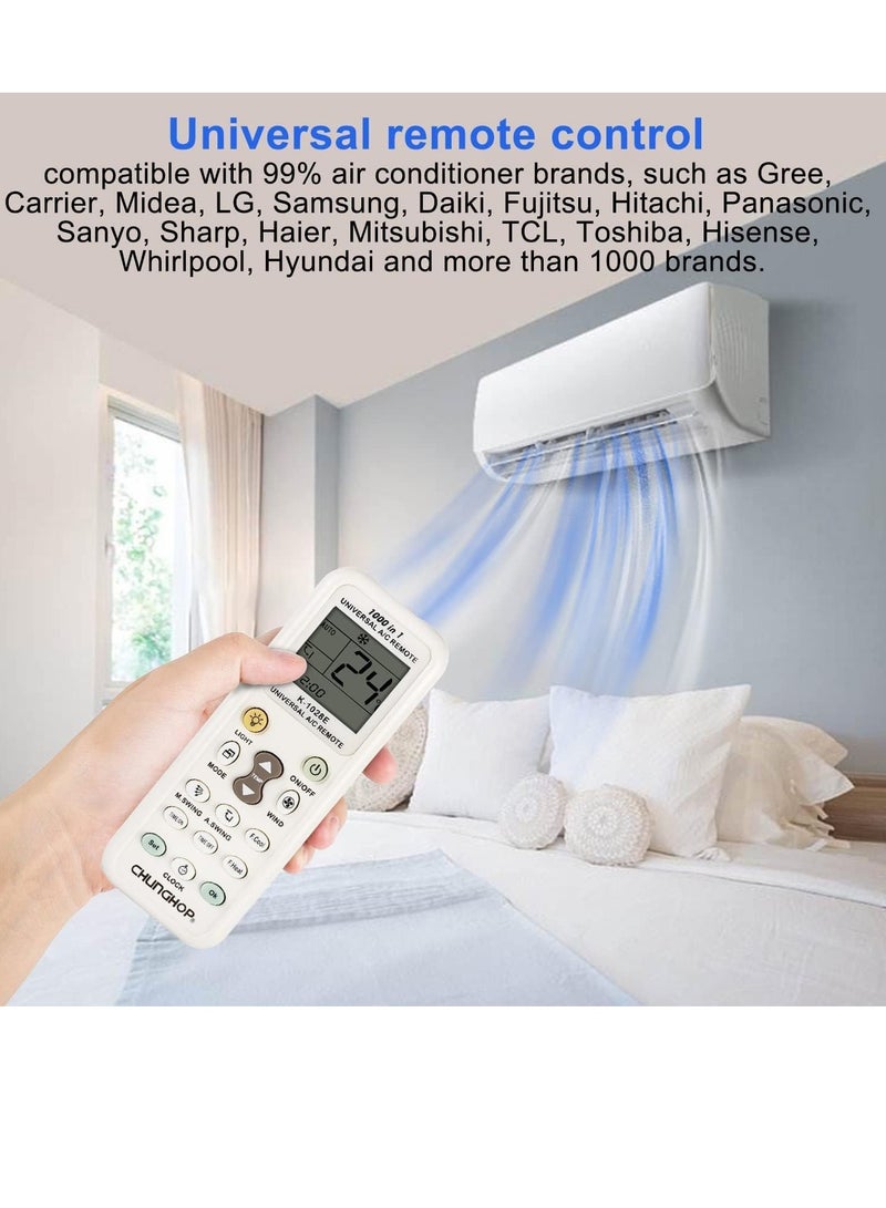K-1028E Universal A/C Air Conditioner Remote Control for LG Gree Midea Toshiba Haier Daikin Hitachi Sharp Samsung Sanyo Fujitsu Whirlpool Bosch and More Than 1000 Brands - Image 2