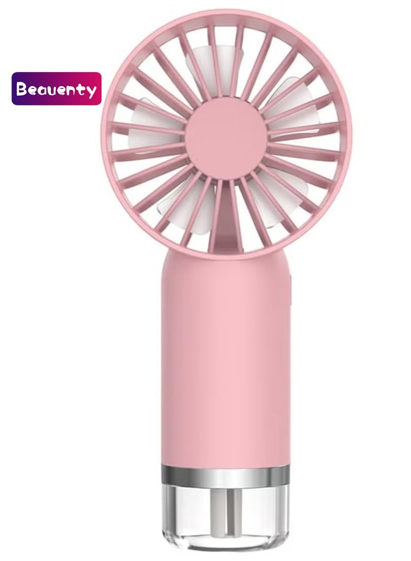 Beauenty Portable Handheld Fan with Mist,USB Rechargeable Fan-3 Speed,Nano Moisturizing Spray,Personal Mini Fan,Hand Fans for Travel,Office,Outdoor (Pink) - Image 1