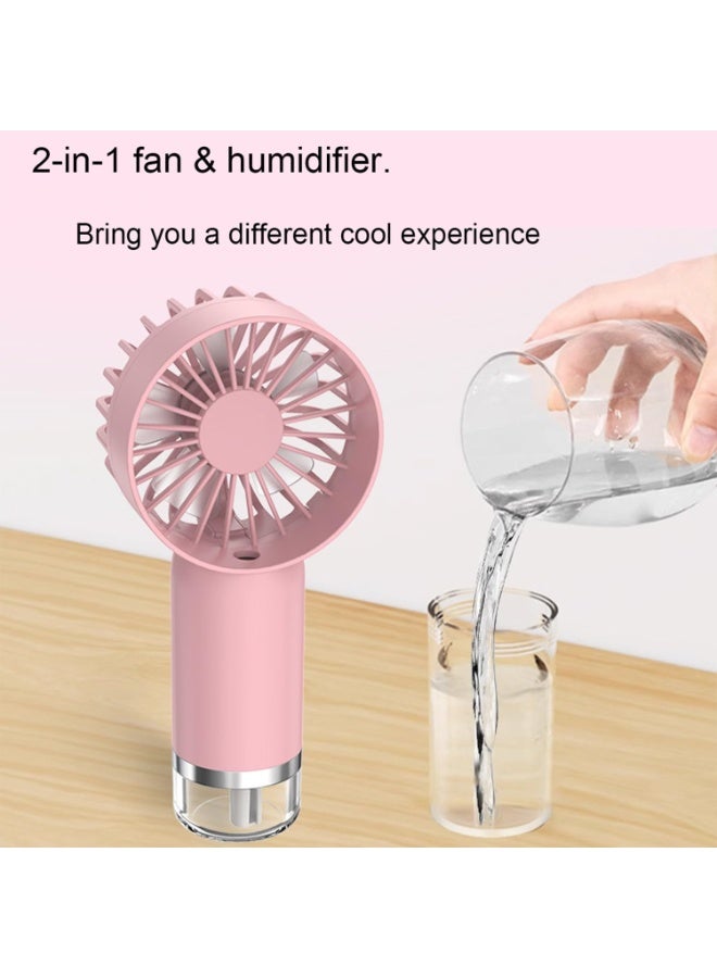 Beauenty Portable Handheld Fan with Mist,USB Rechargeable Fan-3 Speed,Nano Moisturizing Spray,Personal Mini Fan,Hand Fans for Travel,Office,Outdoor (Pink) - Image 2