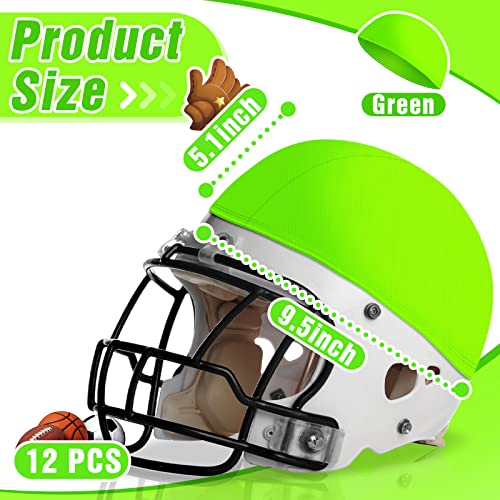 Jecery 12 Pieces Scrimmage Helmet Cover Football Helmet Scrimmage Caps for Youth Football Hockey Lacrosse Adult 1024 Inches in Diameter Green - Image 3