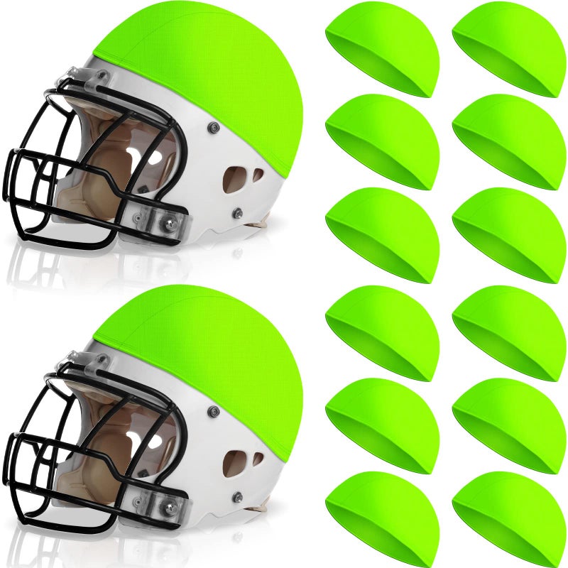 Jecery 12 Pieces Scrimmage Helmet Cover Football Helmet Scrimmage Caps for Youth Football Hockey Lacrosse Adult 1024 Inches in Diameter Green - Image 2