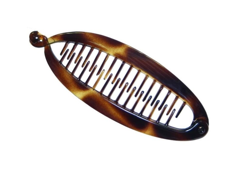 Caravan Medium Tortoise Shell Yvette's Banana For A Ponytail With Plastic Twist Lock