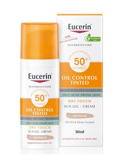 Eucerin Face Sunscreen Oil Control Tinted Gel-Cream Dry Touch, High UVA/UVB Protection, SPF 50+ 50ml  - Image 2