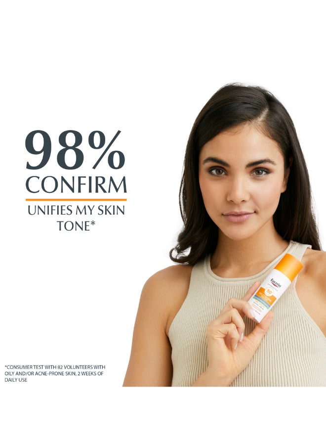 Eucerin Face Sunscreen Oil Control Tinted Gel-Cream Dry Touch, High UVA/UVB Protection, SPF 50+ 50ml  - Image 4