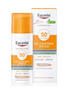 Eucerin Face Sunscreen Oil Control Tinted Gel-Cream Dry Touch, High UVA/UVB Protection, SPF 50+ 50ml  - Image 4