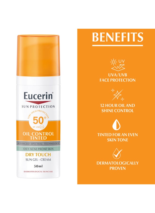 Eucerin Face Sunscreen Oil Control Tinted Gel-Cream Dry Touch, High UVA/UVB Protection, SPF 50+ 50ml  - Image 5