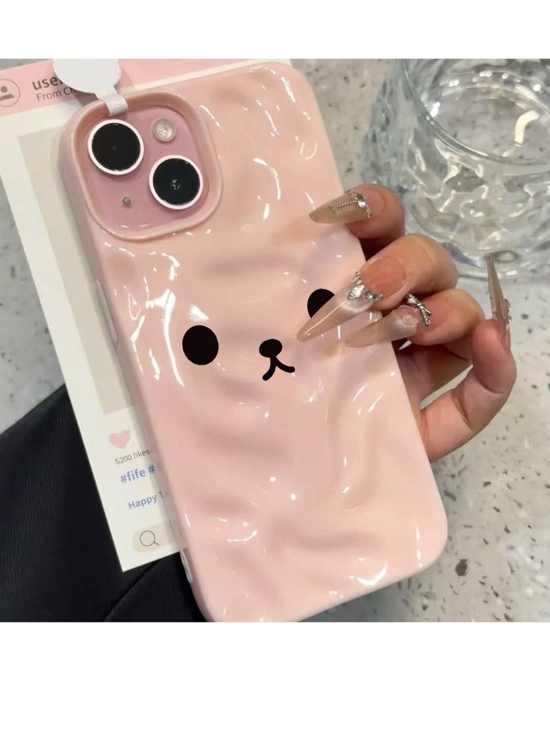 NIBEMINENT Easy Bear Emoji Protective TPU Case Cover For iPhone 15, Pink
