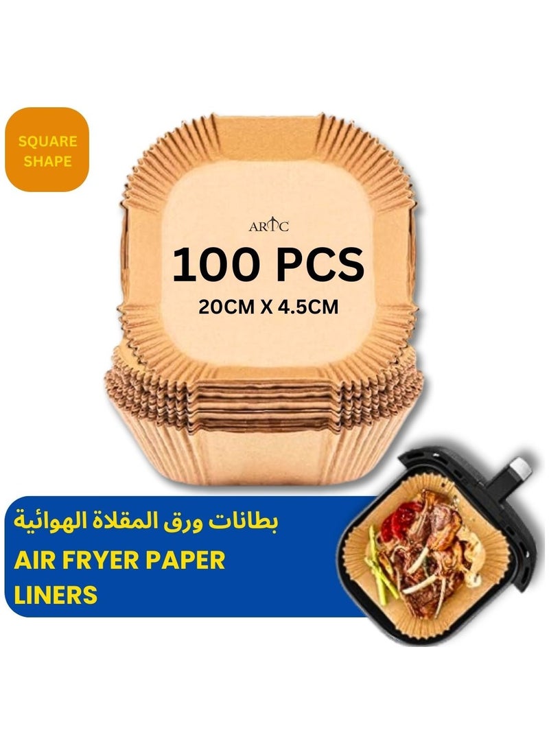 ARTC ARTC Air Fryer Disposable Food Grade Paper Liner And  Non-Stick Oil Resistant Microwave And Oven Parchment For Baking And Roasting Square Shape 20cm  - Image 1