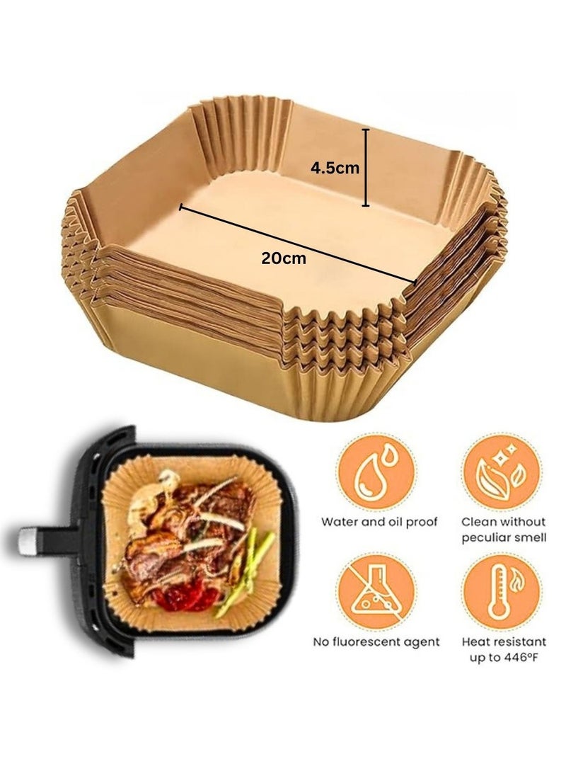 ARTC - ARTC Air Fryer Disposable Food Grade Paper Liner And  Non-Stick Oil Resistant Microwave And Oven Parchment For Baking And Roasting Square Shape 20cm - Image 1