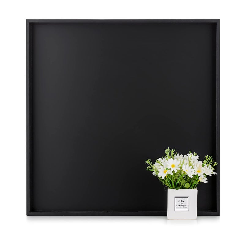 Hanobe Ottoman Tray for Living Room: Modern Extra Large Black Serving Decorative Trays with Cutout Handles for Coffee Table Home Decor, 20" - Image 1