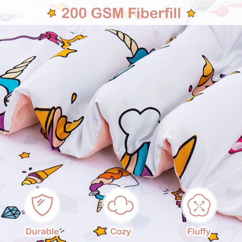 Mooreeke Bed in a Bag for Kids Girls Teens, 6 Pieces Twin Size Comforter Bed Set with Shams, Sheet Set and Decorative Toy Pillow, Unicorn Rainbow Super Soft Microfiber Kids Bedding Set - Image 5
