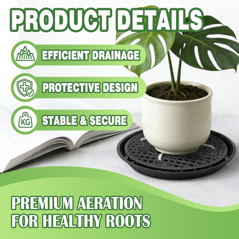 Pesilo 4 Pcs 14'' Self-Watering Pot Base, Auto-Irrigation System Plant Saucer Stand for 5 Gallon Fabric Pot, Auto Watering Plant Water Tray Self Watering System for Indoor Greenhouse Grow Tent Garden - Image 3