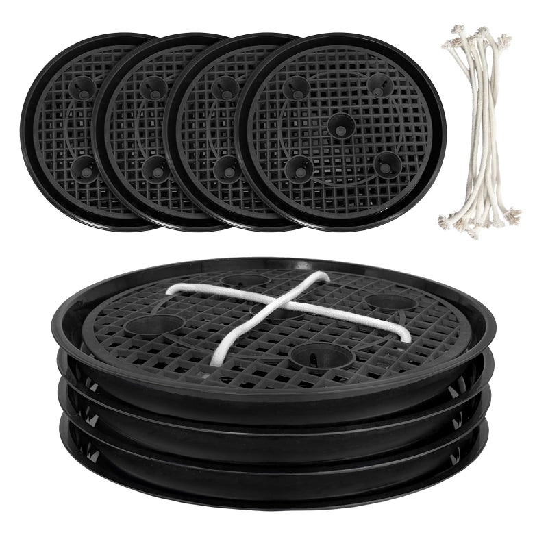 Pesilo 4 Pcs 14'' Self-Watering Pot Base, Auto-Irrigation System Plant Saucer Stand for 5 Gallon Fabric Pot, Auto Watering Plant Water Tray Self Watering System for Indoor Greenhouse Grow Tent Garden - Image 1