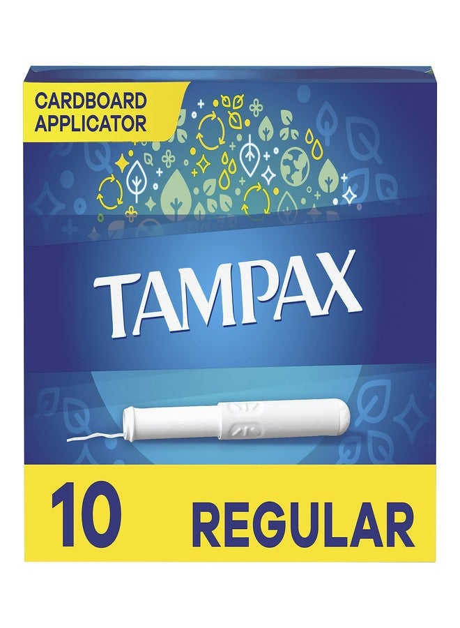 Tampax Cardboard Tampons Regular Absorbency, Anti-Slip Grip, LeakGuard Skirt, Unscented, 10 Count - Image 1