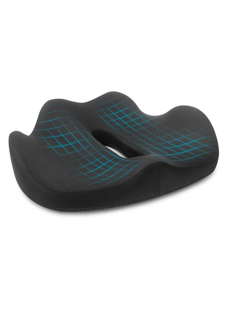 Excefore Orthopedic Coccyx Seat Cushion, Ergonomic Seat Cushion for Office Chair, Memory Foam Seat Cushion, for Chair Ergonomic Cushion Reduces Back Pain and Improves Posture - Image 1