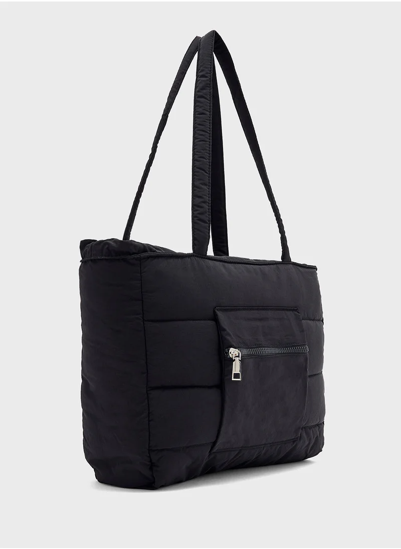 Ginger Multi Pocket Nylon Quilted Tote Bag