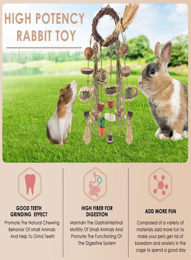 Bissap 3 PCS Rabbit Chew Toy, Bunny Cage Hanging Chew Toys Treats Rattan Ring with Snacks Water Grass Wooden Block Carrot for Guinea Pigs Chinchillas Hamsters Rats and Other Small Pets Teeth Grinding - Image 4