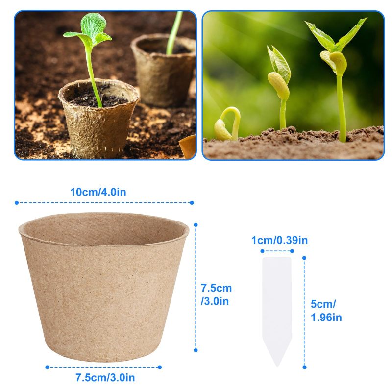 Seed Starting Pots: 10cm Biodegradable Peat Pots - Eco-Friendly Germination Containers for Home Gardening & Seedling Propagation - Image 3