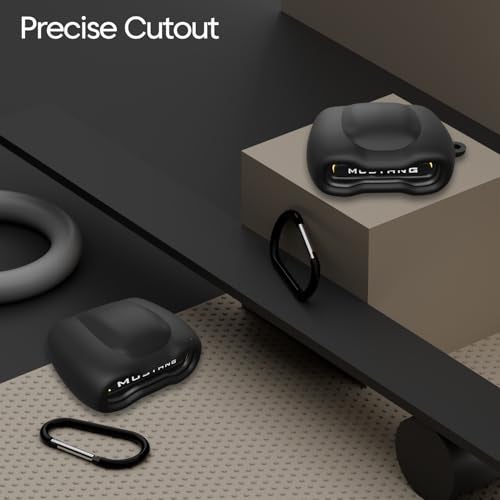 Sounce Earphone Case Cover Compatible for GOBOULT Mustang Torq TWS Earbuds, Soft Silicone Skin Case Cover Shock-Absorbing Protective Case with Keychain [Front LED Visible] (Black) - Image 2