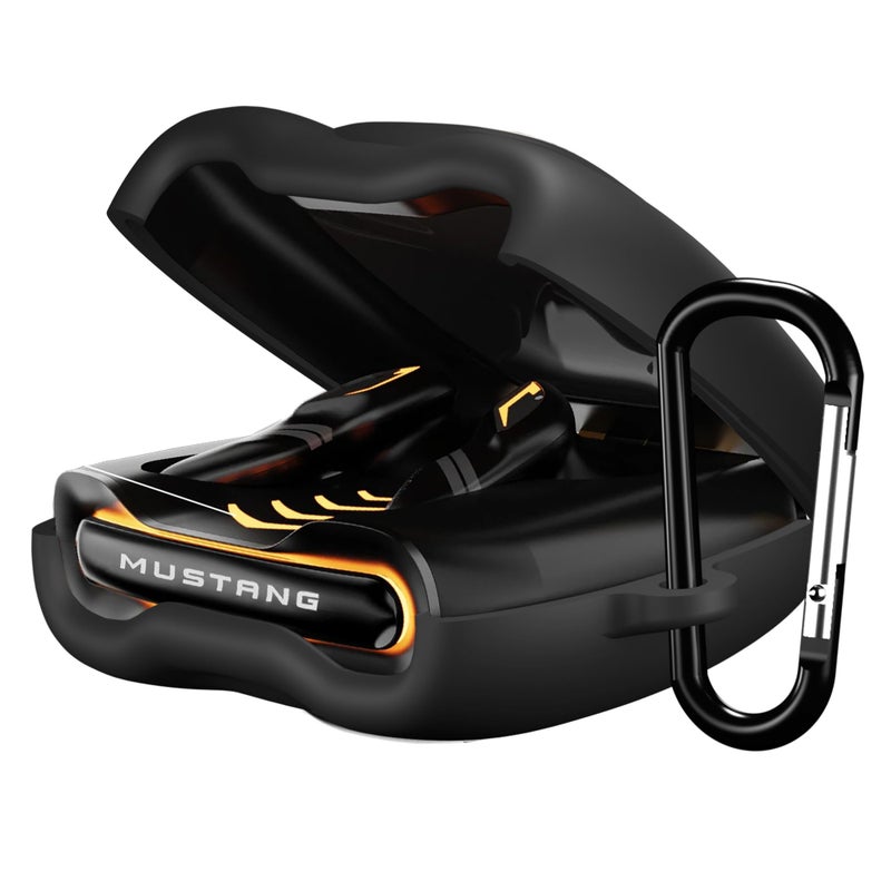 Sounce Earphone Case Cover Compatible for GOBOULT Mustang Torq TWS Earbuds, Soft Silicone Skin Case Cover Shock-Absorbing Protective Case with Keychain [Front LED Visible] (Black) - Image 5