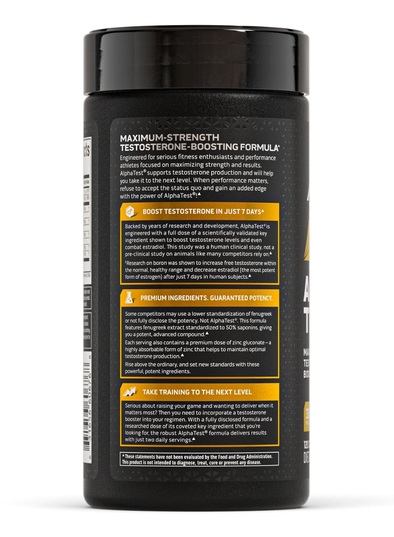 ماسل تيك مُعزز التستوستيرون بقوة قصوى ألفا تيست مع 300 ملغ من مستخلص الحلبة، 100 ملغ من مستخلص الشيلاجيت و100 ملغ من سترات البورون، يدعم قوة العضلات والطاقة، 120 كبسولة (إمداد لمدة 30 يومًا). - Image 3