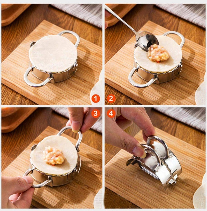 ACHAL ACHAL 1pcs Stainless Steel Dumpling Maker Dough Press Momos Mould Wrapper Dough Cutter for Ghughra Ravioli Samosa karanji Gujiya Making Mould Machine  - Image 2