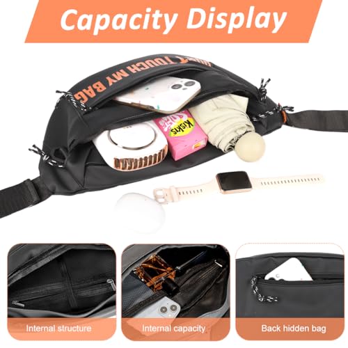 GUSTAVE® Waterproof Waist Bag for Men & Women with Adjustable Strap, Large-Capacity PU Fanny Pack Crossbody Chest Bag with Headphone Port for Travel, Hiking, Running & Outdoor Sports - Image 4