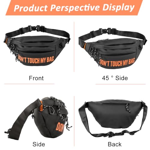 GUSTAVE® Waterproof Waist Bag for Men & Women with Adjustable Strap, Large-Capacity PU Fanny Pack Crossbody Chest Bag with Headphone Port for Travel, Hiking, Running & Outdoor Sports - Image 5