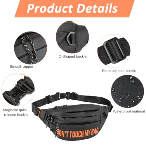 GUSTAVE® Waterproof Waist Bag for Men & Women with Adjustable Strap, Large-Capacity PU Fanny Pack Crossbody Chest Bag with Headphone Port for Travel, Hiking, Running & Outdoor Sports - Image 3