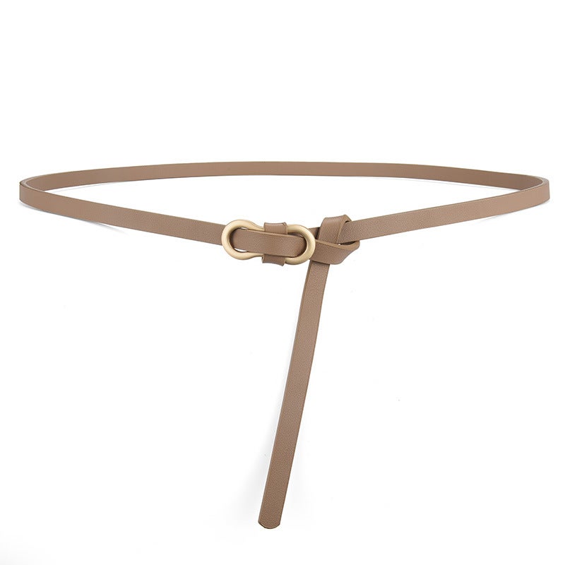Popular belt womens high-grade fashion all-match dress shirt decorative suit Girls simple thin belt Khaki 