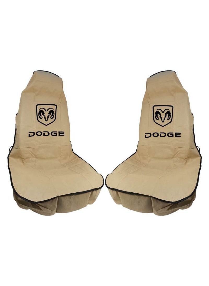Dodge Universal Car Seat Dust Dirt Protection Cover, Extra Protection For Your Seat,  Car Seat Cover 2 Pcs Set, Beige  - Image 1
