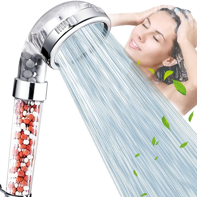 Nosame Shower Head Filter Filtration High Pressure Water Saving 3 Mode Function Spray Handheld Showerheads for Dry Skin Hair