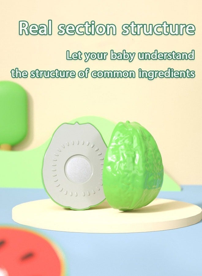 ألعاب تقطيع الطعام للأطفال، إكسسوارات مطبخ تظاهرية، مجموعة فواكه/خضروات مزيفة مع سلة تخزين للتسوق، لوح بلاستيكي وسكين، هدايا عيد ميلاد/لعبة تعليمية للأطفال الصغار (17 قطعة) - Image 5