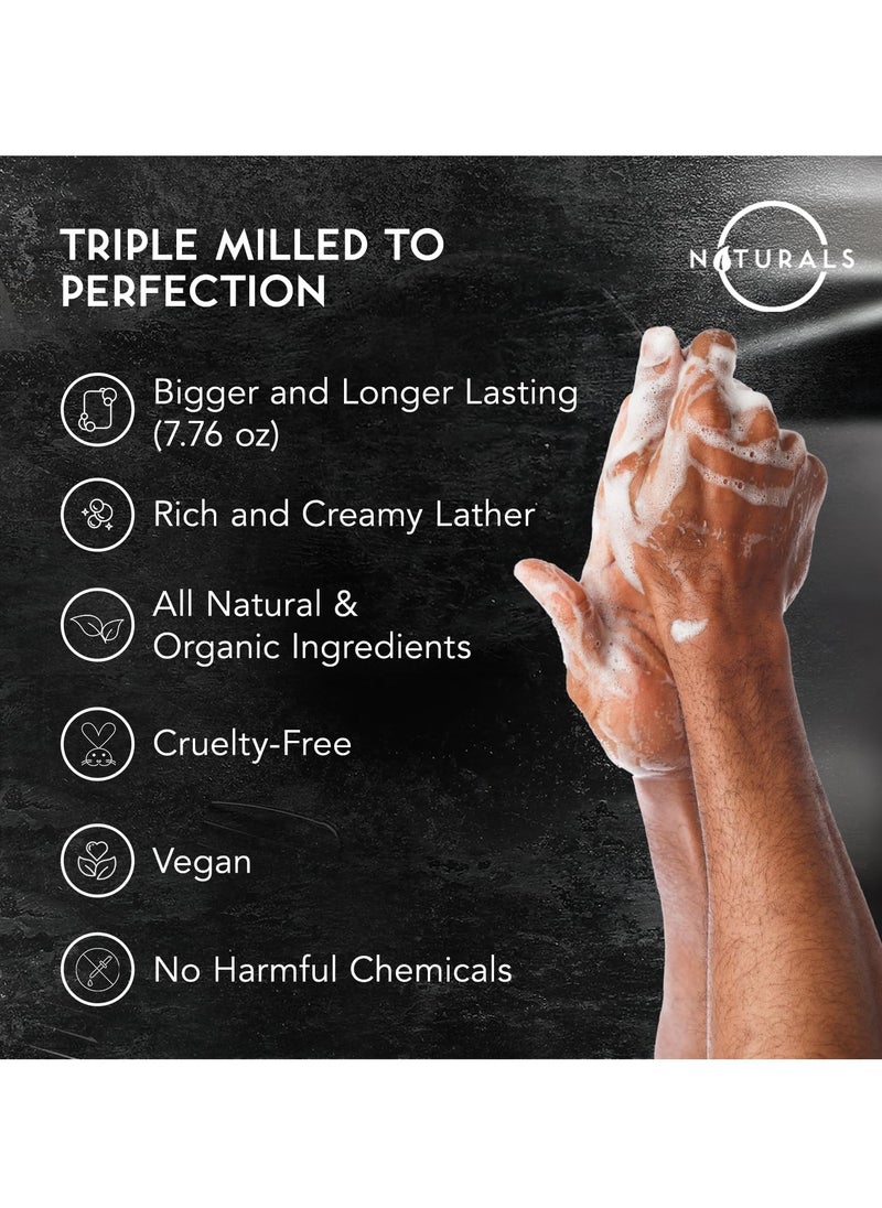 O Naturals O NATURALS 7.76 oz (3PC) Exfoliating Soap Bar with Dry Mint Leaves - Medium Grit Mens Soap - All Natural Exfoliation Bar Soap for Men - Mint Bar Soap - Face Soap Bar - Moisturizing Mens Face Bar Soap  - Image 4
