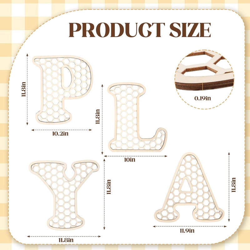 Play Sign  12 In Wooden Rattan Letters Playroom Sign Playroom Wall Decor for Toddler Girls Boys Play Room Wall Decor for Kids Playroom Nursery Room Decorations - Image 2