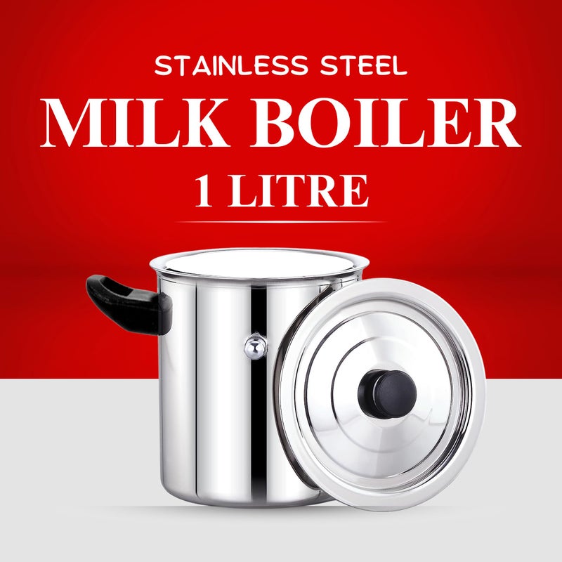 AadiVeer AadiVeer 1 Litre Heavy Guage Stainless Steel Milk Boiler | Milk Cooker | Milk Pot, Gas Stove Compatible & Induction Friendly  - Image 2