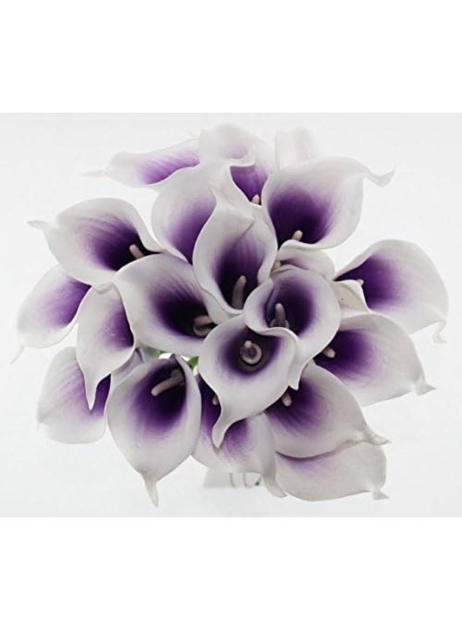 wuudi 20pcs Calla Lily Bridal Wedding Bouquet Head Latex Real Touch Flower Bouquets(Purple) - Image 3