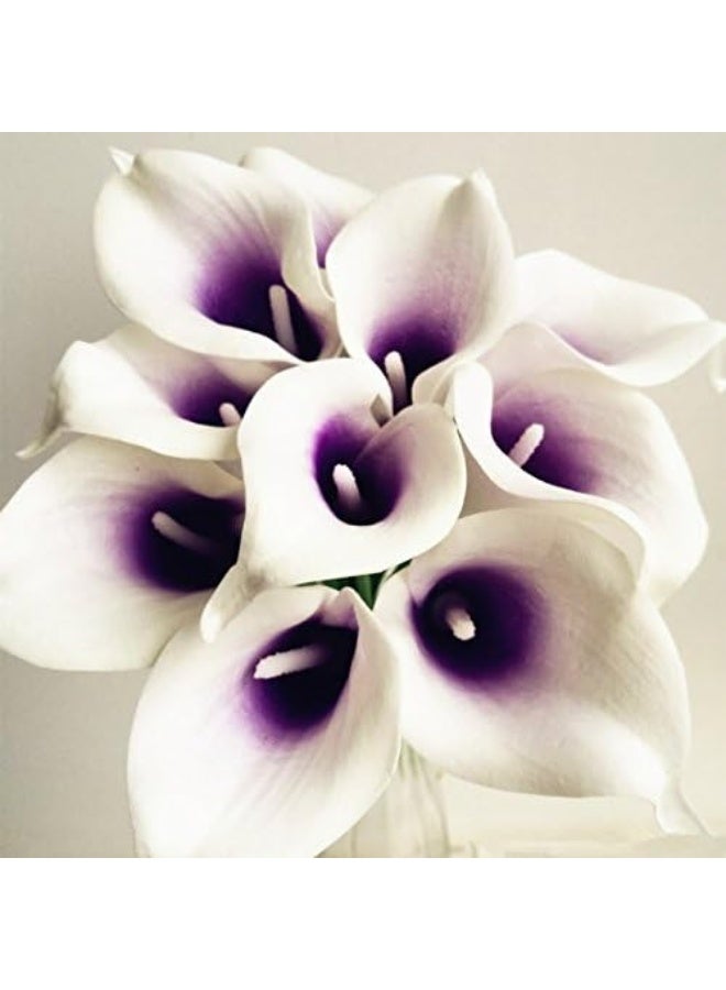 wuudi 20pcs Calla Lily Bridal Wedding Bouquet Head Latex Real Touch Flower Bouquets(Purple) - Image 4
