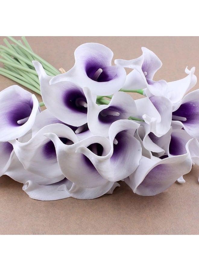 wuudi 20pcs Calla Lily Bridal Wedding Bouquet Head Latex Real Touch Flower Bouquets(Purple) - Image 2