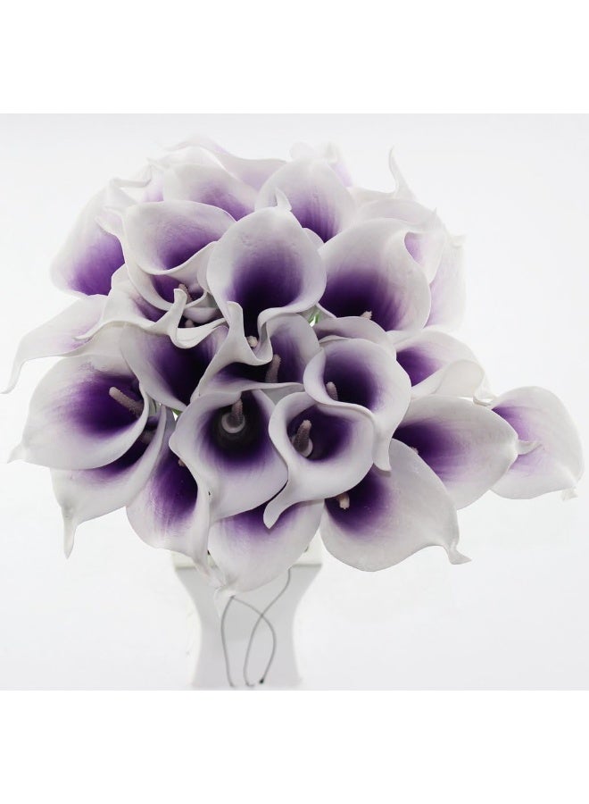 wuudi 20pcs Calla Lily Bridal Wedding Bouquet Head Latex Real Touch Flower Bouquets(Purple) - Image 5