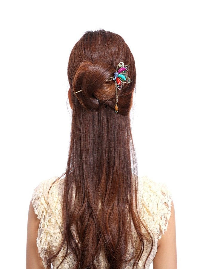 YOY Fashion Long Hair Decor Chinese Traditional Style Women Girls Hair Stick Hairpin Hair Making Accessory with Butterfly,Multicolor - Image 2