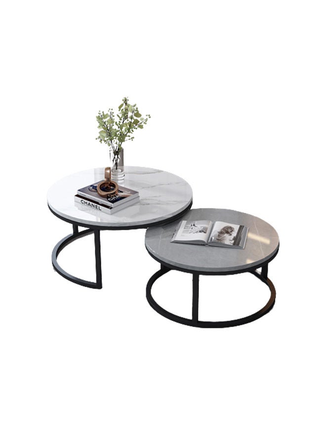 Sharpdo Nordic Light Luxury Wind Round Rock Desktop Two Piece Coffee Table - Image 1