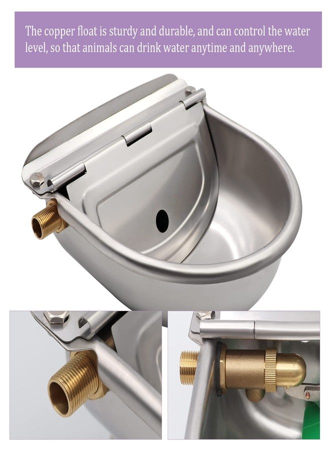 NOMAL Automatic Waterer Bowl with Brass Float Valve and Drain Plug Stainless Steel Livestock Water Trough Bowl for Dog Cattle Pig Goat Sheep - Image 2