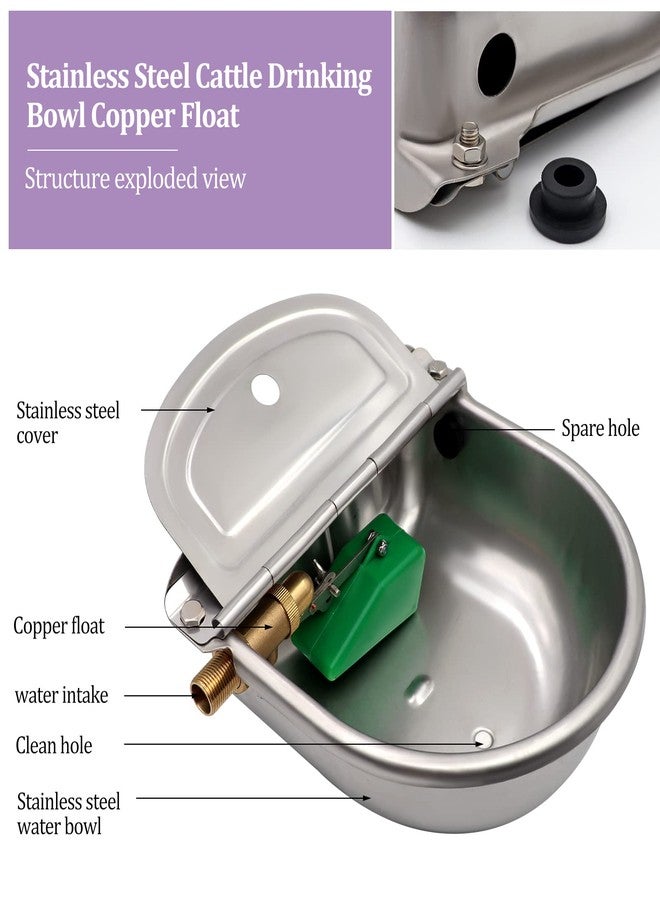 NOMAL Automatic Waterer Bowl with Brass Float Valve and Drain Plug Stainless Steel Livestock Water Trough Bowl for Dog Cattle Pig Goat Sheep - Image 5