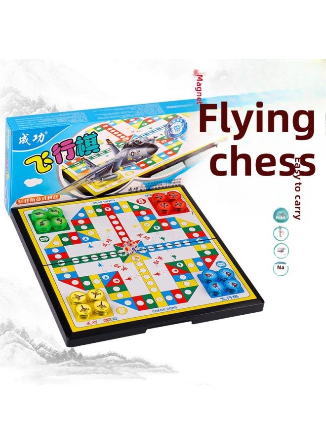 Magnetic Checkers Flying Chess Colossal Chess Go Gobang Chess Portable Folding Board Children's Primary School Student Games